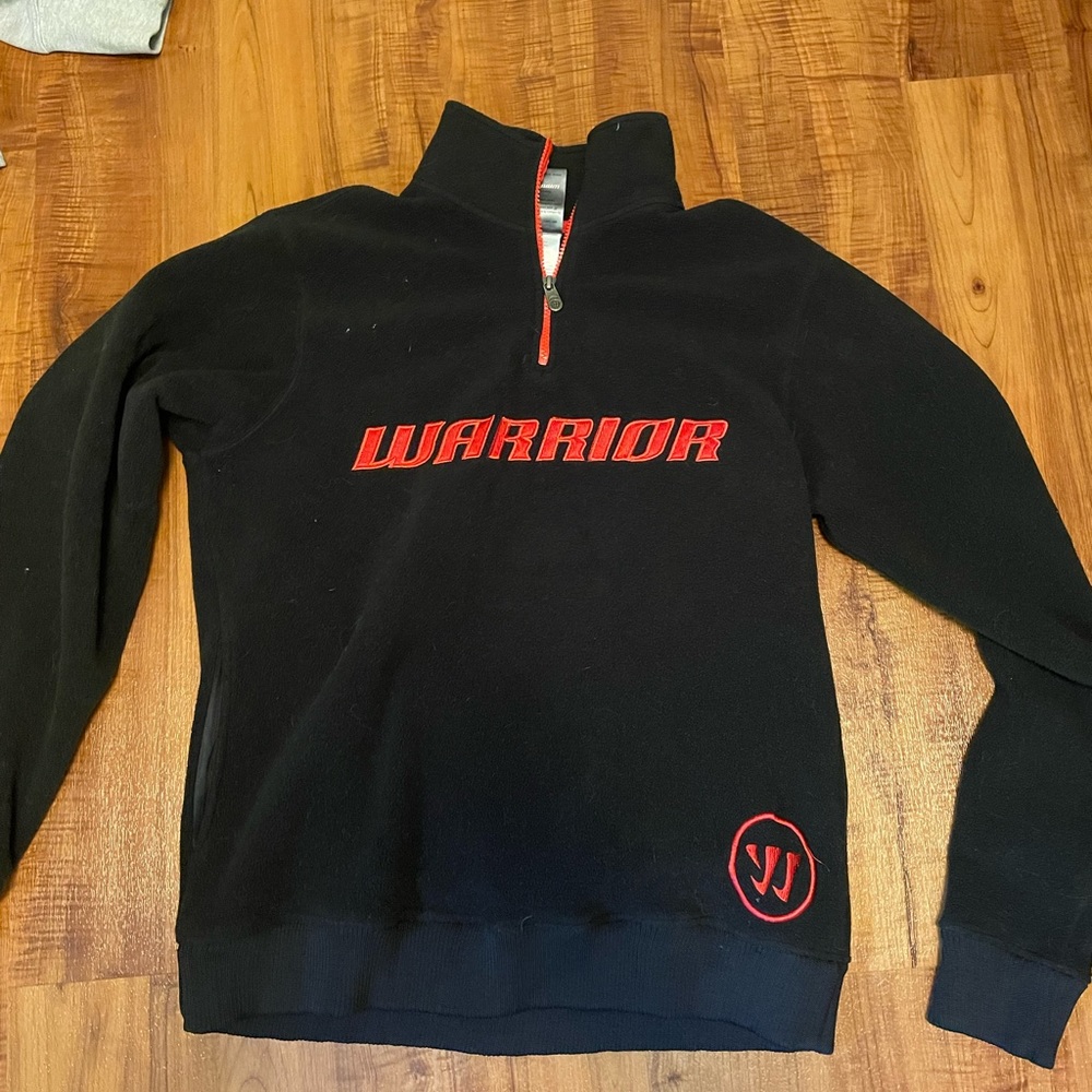 black and red warrior fleece pull over quarter zip